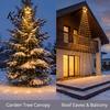 Garden Fence Star Decorations Solar Christmas Tree Waterfall Light, 11.5FT 346 LED Powered String Light Safe Touch Set with Moon Topper