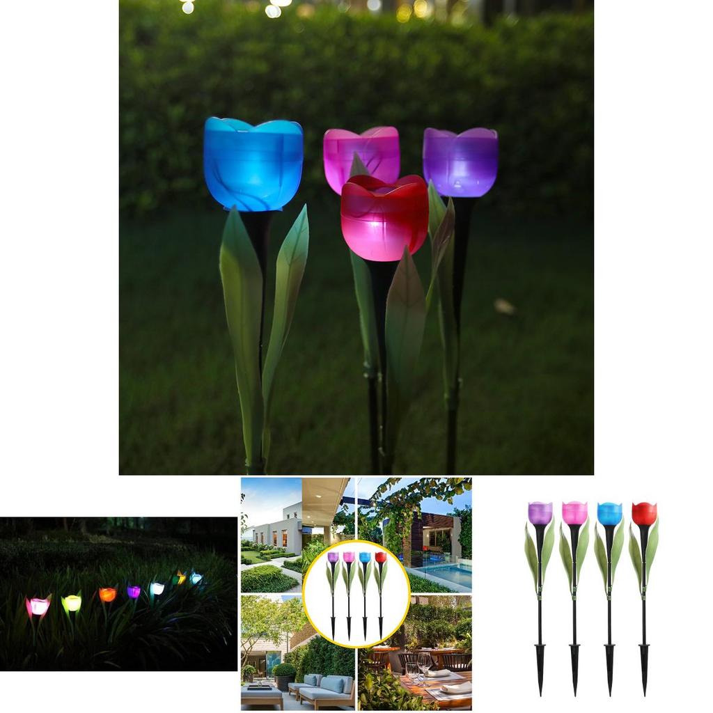 Solar Tulip Lawn Light With Ip44 Protection Long-lasting 16 Hour Illumination