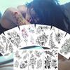 Flower Sketch Tattoo Sticker, Black And White Half Arm Tattoo Sticker, Waterproof And Sweat Proof Tattoo