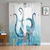 Sea Octopus Retro Cthulhu Sheer Curtains for Living Room Modern Voile Curtain Bedroom Tulle Curtains Window Drapes Decor