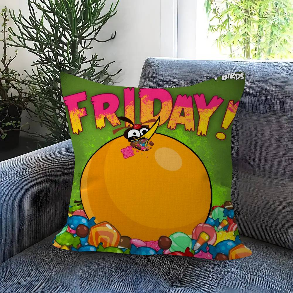 Animation A-A-Angry Birds Cartoon Cushion Cover Inches Farmhouse Decor Home Throw Pillow Covers For Couch Decorations