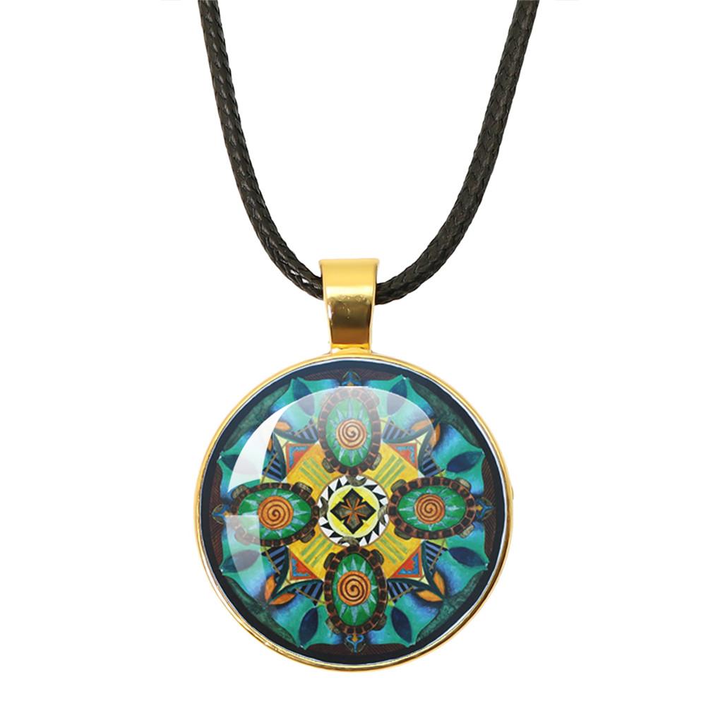 Beautiful Mandala Tree of Life Rope Chain Glass Pendant Necklaces for Women Yoga Mandala Necklaces Gift Charm Women Jewelry