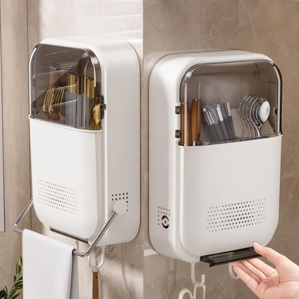 Dustproof Design Flip Top Chopstick Storage Kitchen Wall Mounted Storage Box  Home Storage