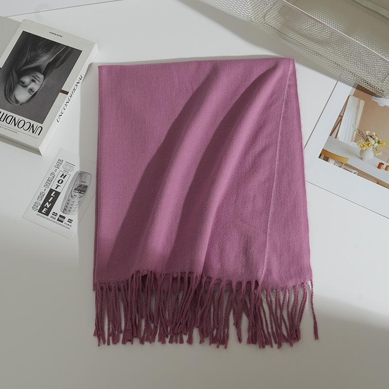 Autumn and Winter New Imitation Cashmere Scarf Female Korean Version Versatile Solid Color Shawl Dual-purpose Thickened Warm Couple Fringed Scarf