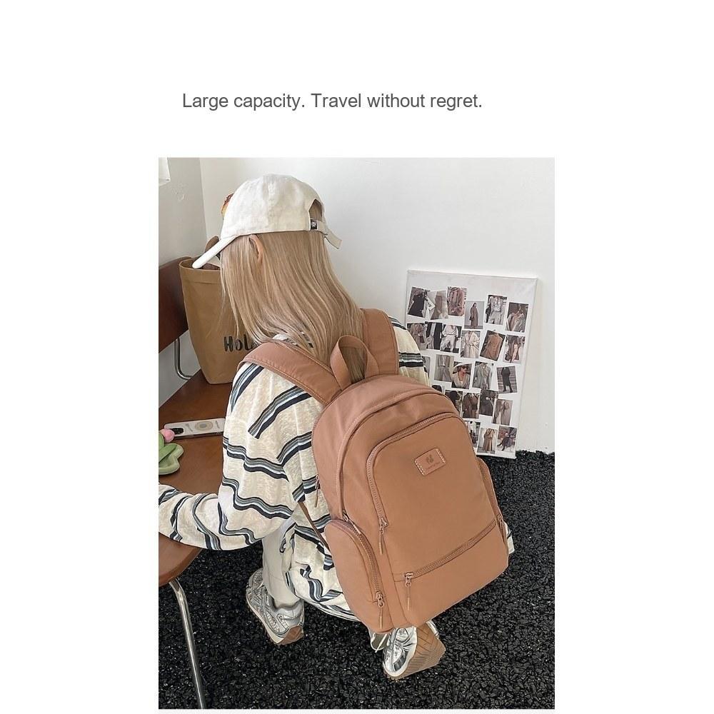 Women Large Capacity Multi Pocket Nylon Backpack with Adjustable Straps for Commute Travel
