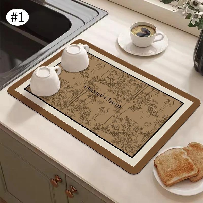

Принт Коврик для сушки посуды Настольная дренажная подкладка Термостойкие коврики для столешницы Кухонный плейсмат Впитывающая дренажная подкладка Домашние коврики Кофе 20x30cm