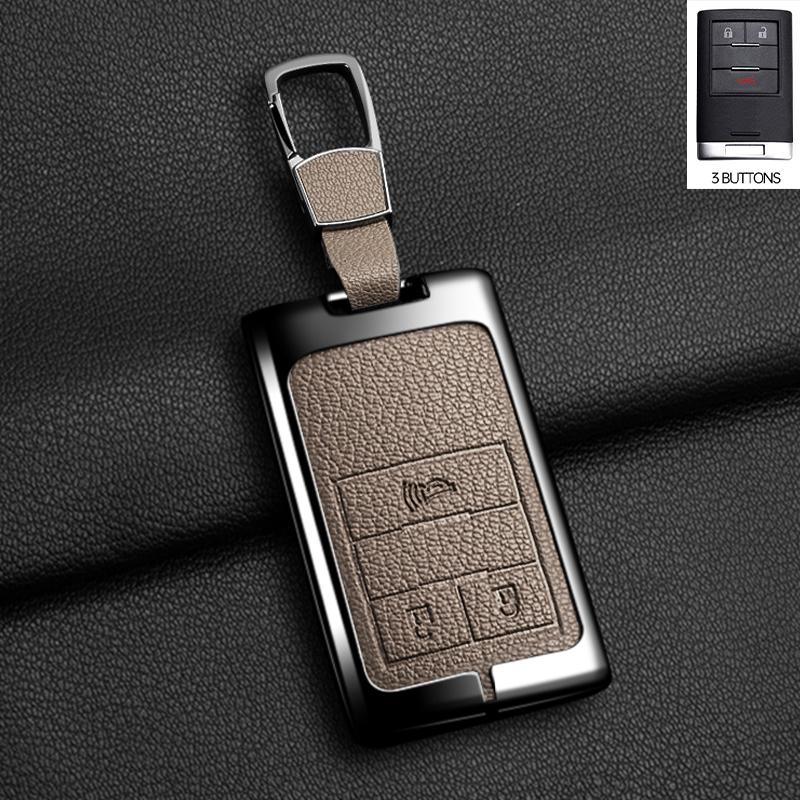 Zinklegierung Leder Autoschlüsselhülle Schlüsselanhänger Abdeckung für Chevrolet C7 Corvette Cadillac DTS SLS SRX XLS STS Escalade CTS ATS 28T CTSV XTS