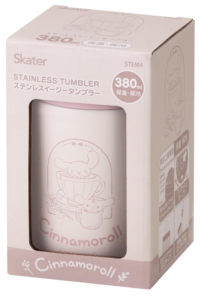 Skater Stainless Steel Easy Tumbler Vacuum Double 380ml, Insulated, Cold, Wall, Sanrio, Cinnamoroll, Natural, STEM4-A
