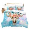 Farm Animal Duvet Cover Set Single King Queen Bohemian Mandala Bedding Set Microfiber Deer Bull Head Cow Skull Comforter Cover