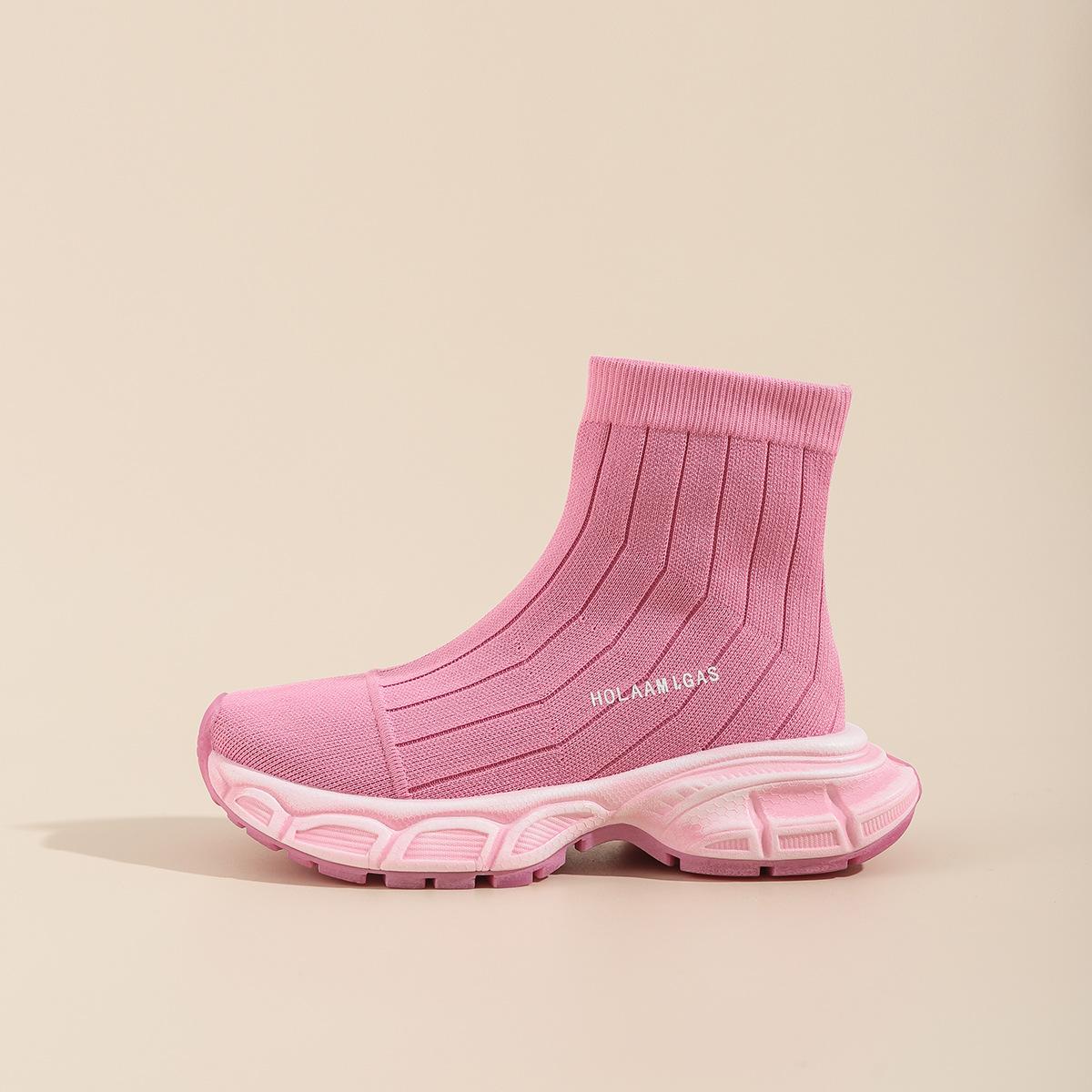 

Кроссовки, носки для бега, женские теннисные туфли из ткани, женские туфли, кроссовки на платформе, каблуки с неоновыми розами, толстая подошва 39