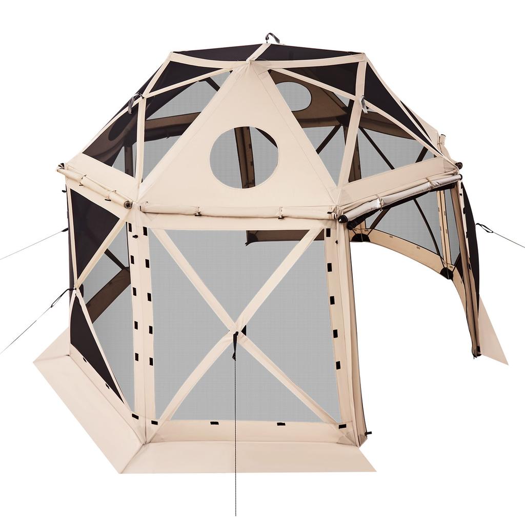 VEVOR Pop up Gazebo Screen Tent, 3.6x3.6 m, 13-Sided Spherical Camping Canopy Tent with Removable Top & Carry Bag, Quick-Set & Bite-Proof