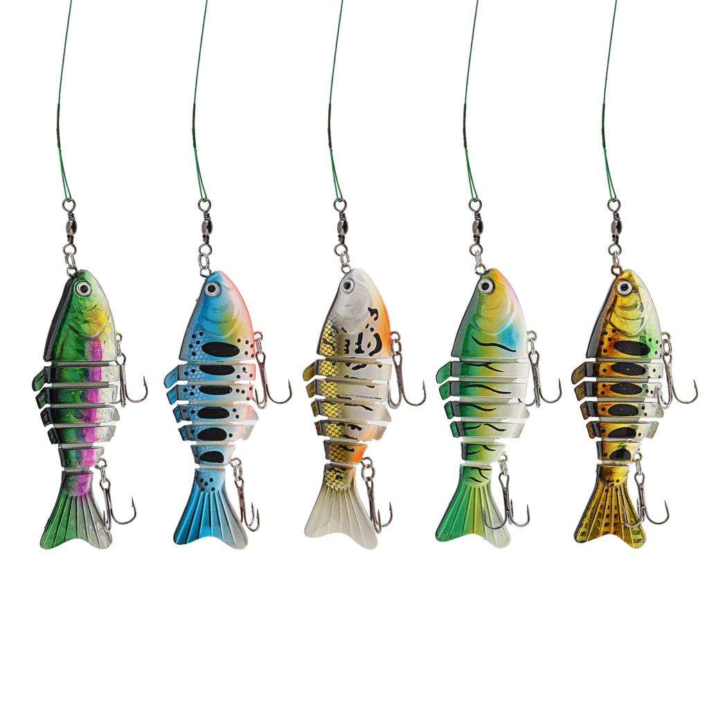 5 Pcs Multi Jointed Slow Sinking Swimbait Lure Pike Fish with Anti-bite Steel Wire 15cm 15g Lifelike Bait