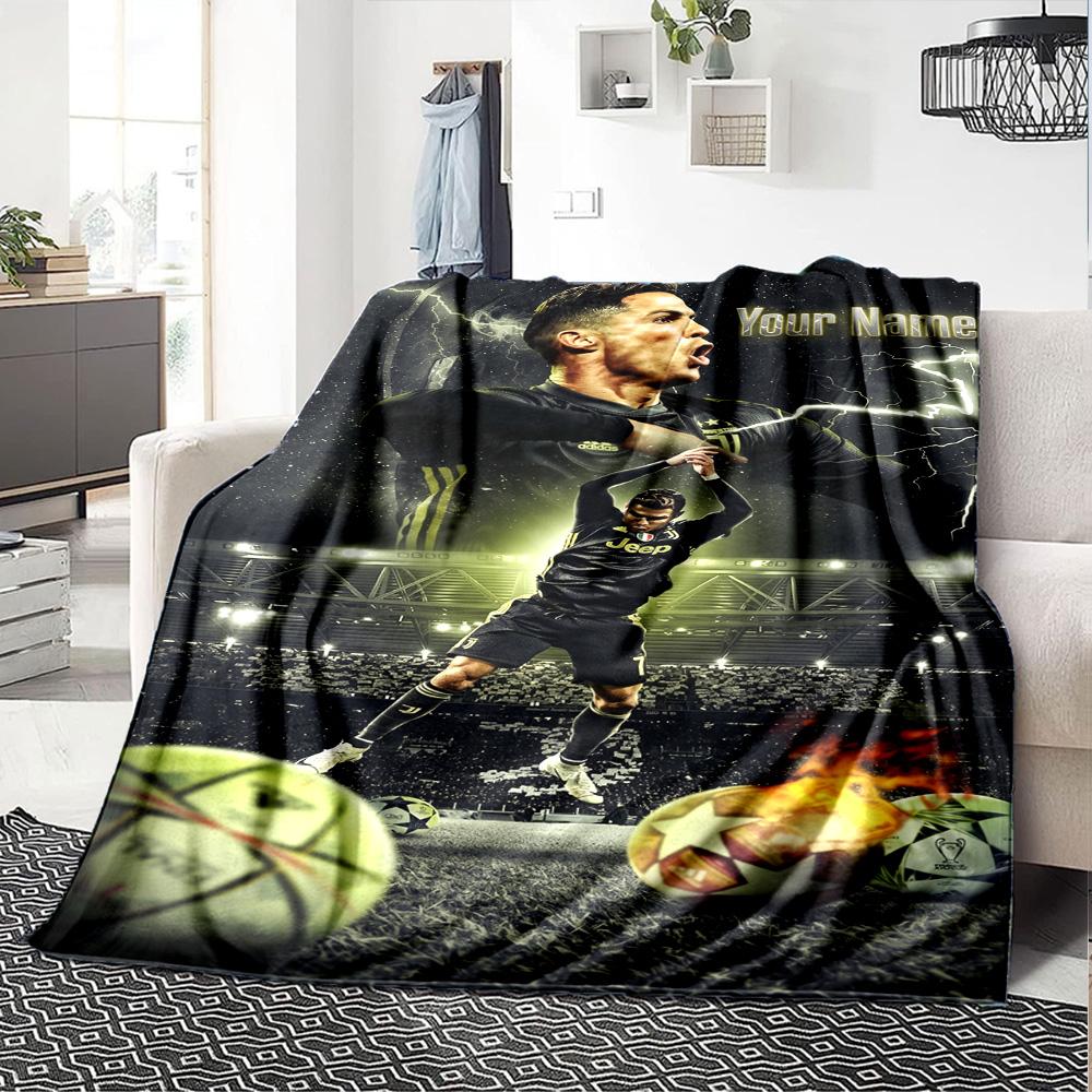 Cristiano Ronaldo (143) Personalized Text Blanket Multi-purpose Customizable Blanket Warmthful Decor Suitable for Sofa Nap Livingroom Picnics