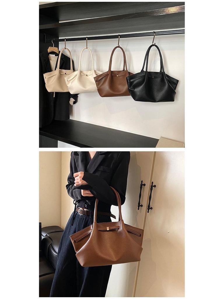 Damska torebka retro na ramię z plisami - Duża pojemność, Projekt jesień/zima 2025