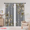 Set Of 2 Flat Printing Party Window Curtains Leaf Versatile Polyester Fabric Without Electricity Spring Holiday Decor Curtain