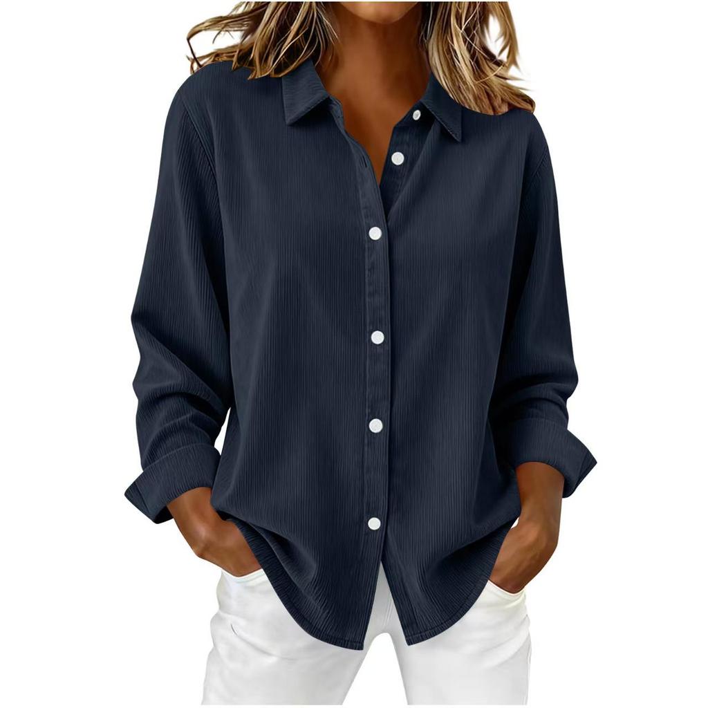 Giacca Camicia da Donna in Velluto a Coste Stile Europeo/Americano Autunno/Inverno Larga 2025