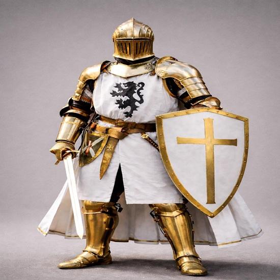 Golden Crusader Knight Armor Set Medieval Templar Full Plate Armor,gift for him
