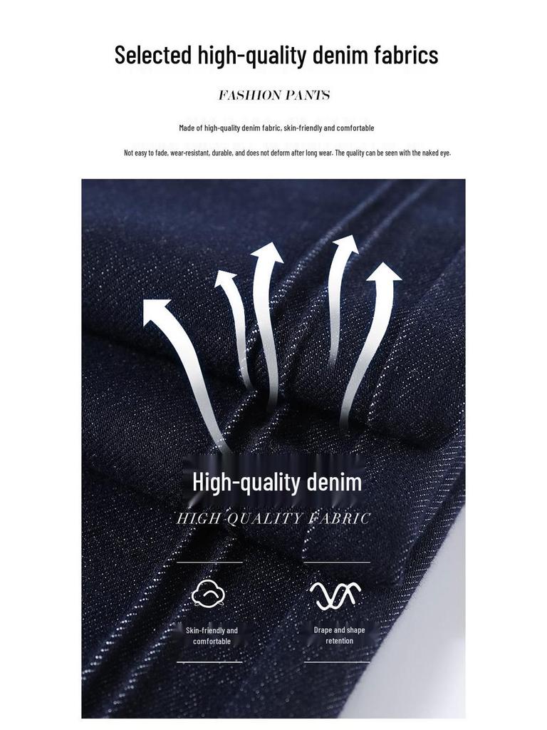 2025 Women's Loose Wide-Leg Dark Blue Jeans - Spring & Autumn Style