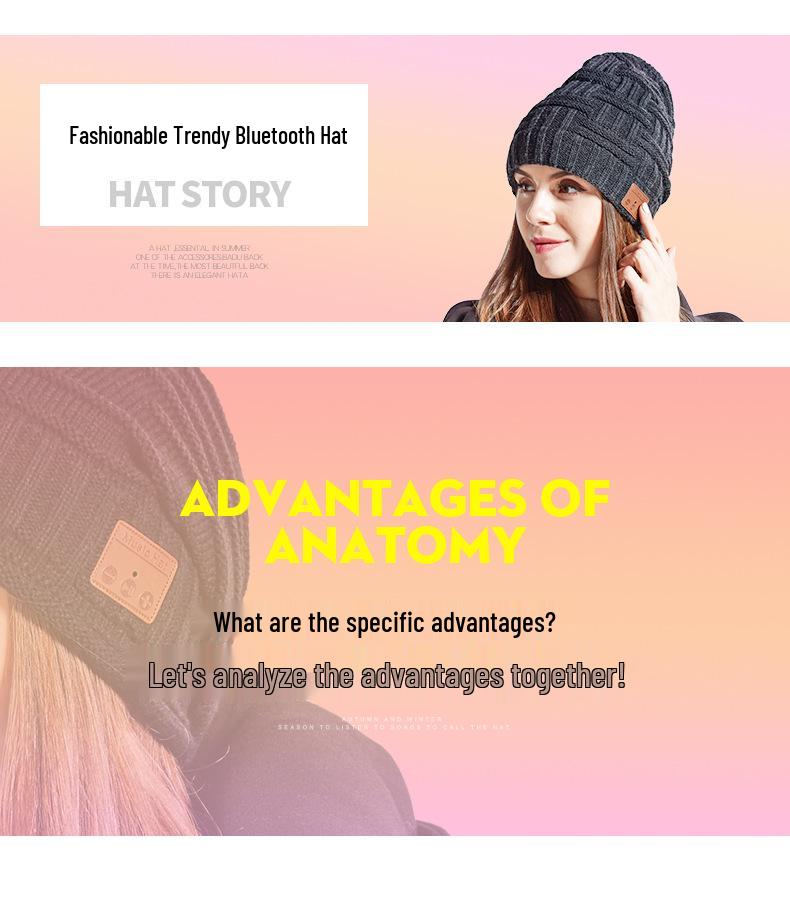 Unisex Wireless Bluetooth Earbuds Knit Hat - Outdoor Warm, Noise Cancelling, High-Quality Music Hat