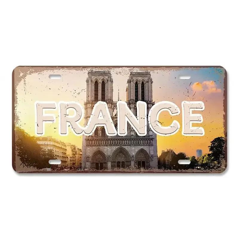 Vintage Metal Tin Signs Decors Country Capital City License Plate Retro America France Brazil Turkey Metal Posters Cafe Club Bar
