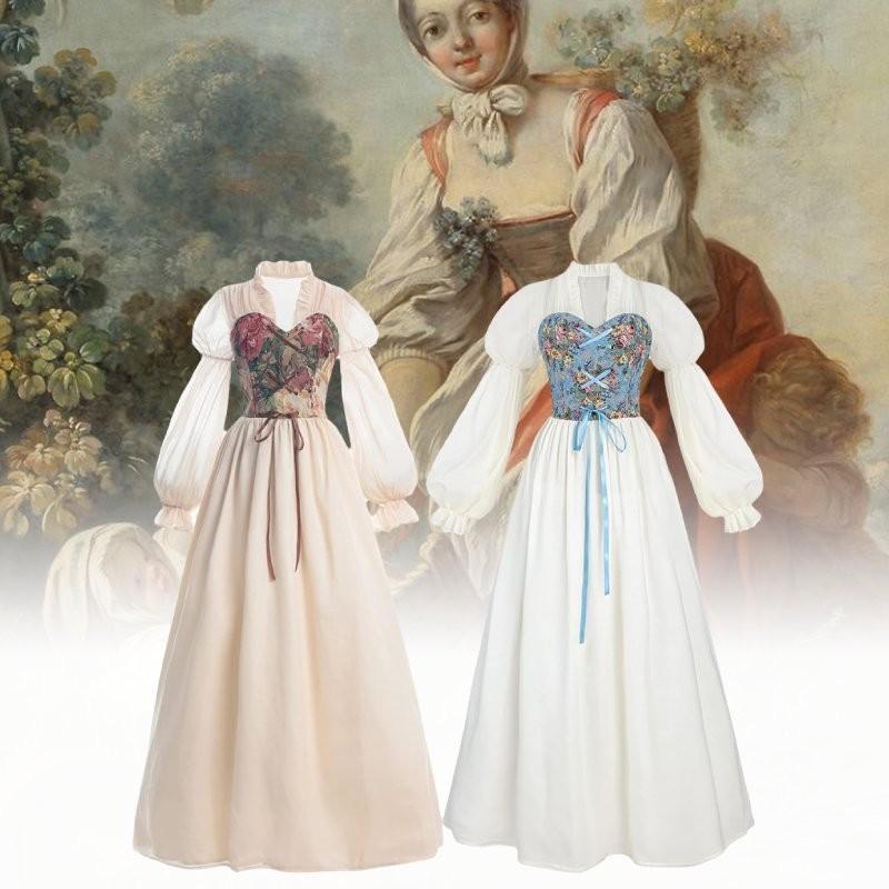 Women Skirt Renaissance Dress Festivals Cosplay Decor Costume Set Performance
