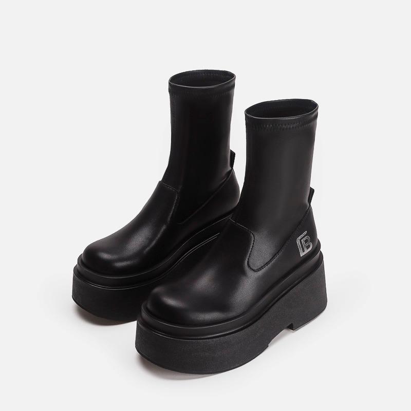 

Ботинки ботинки на толстой подошве женские новые маленькие толстые мм эластичные тонкие ботинки увеличивающие высоту голенище рыцарские ботинки ботинки девушки-специи 40