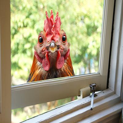 Imitation Animal Coq Balcon Verre Embellissement et Décoration de la Maison Autocollants de Fenêtre à Électricité Statique