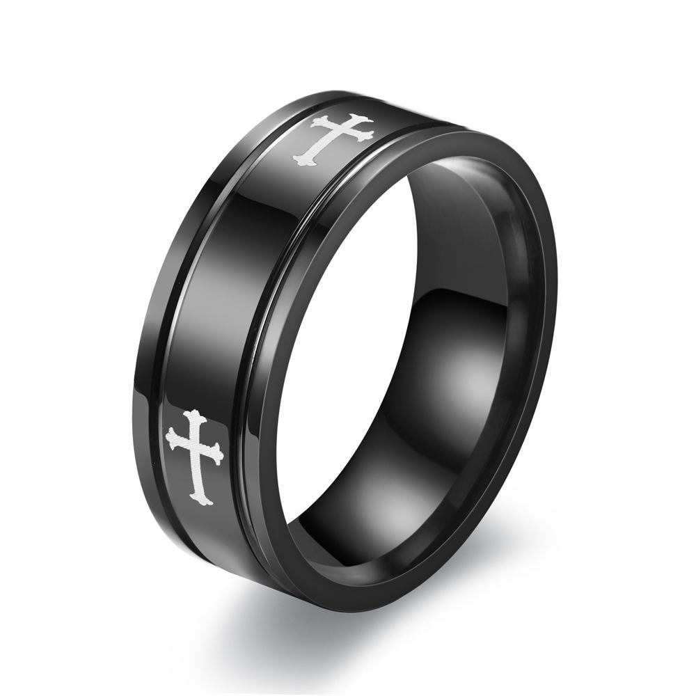 Men's Rotating Cross Titanium Steel Ring - European & American Style Stainless Steel Jewelry