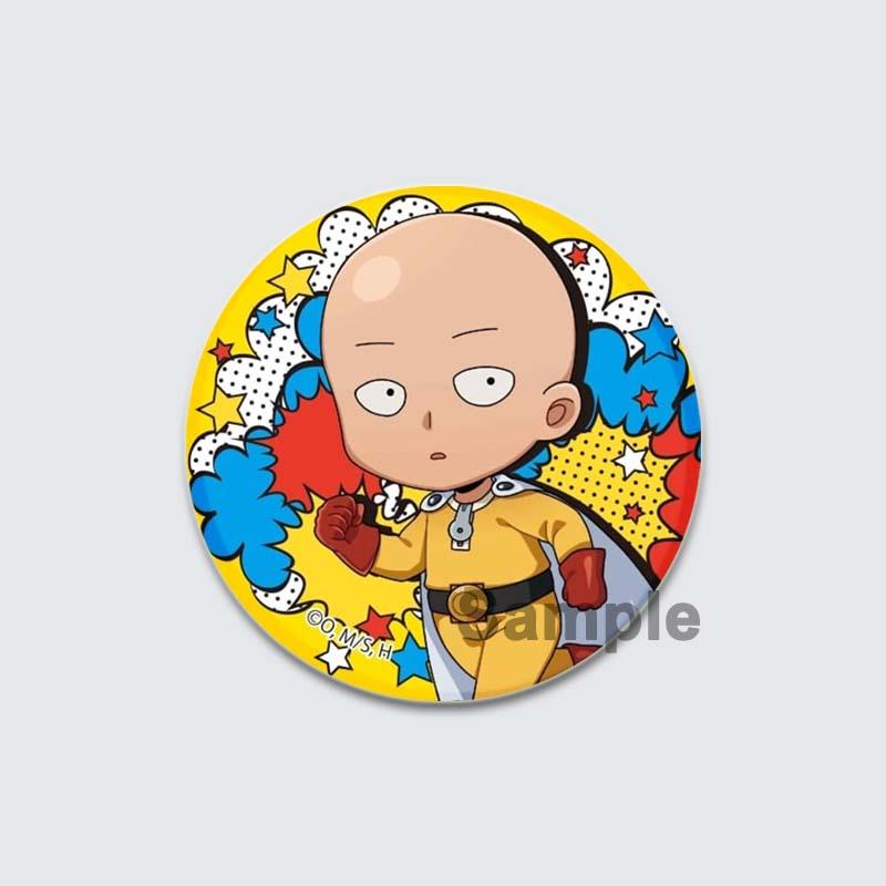 32/44/58mm Saitama Broche de Figura de Desenho Animado Redondo One Punch Man Anime Pins Cosplay Emblema Ornamento de Peito Bolsa Roupas Jóias Acessórios Presentes