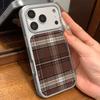 INS Fashion Brown Grid Phone Case for iPhone 17 16e 16 15 14 13 12 11 Air Pro Max X XR XSMAX 8 Plus Luxury Clear Soft Back Cover