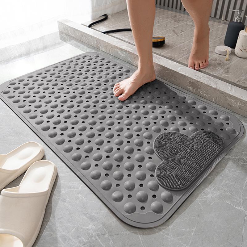 Eco-Friendly Odorless PVC Bathroom Non-Slip Mat with Suction Cups & Massage Foot Pad