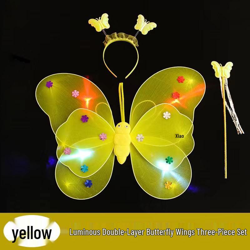 Girls' Luminous Butterfly Wings & Light-Up Fairy Wand Dress-Up Set