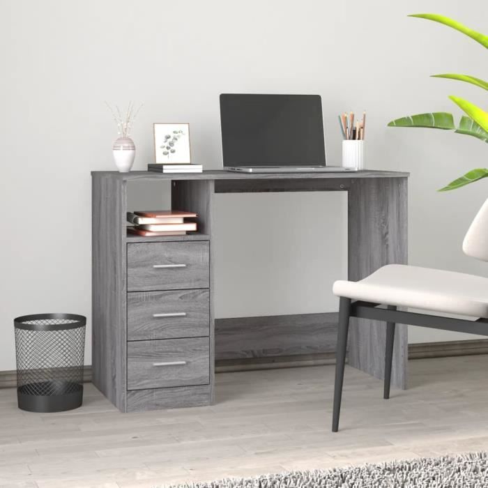 VidaXL Bureau avec tiroirs Sonoma gris 102x50x76 cm Bois d'ingénierie 823038