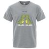 Hug Me Kawaii Green Little Dinosaur Funny Male T Shirts Loose T-Shirts Summer Cotton T-Shirts Oversized Street Short Sleeves