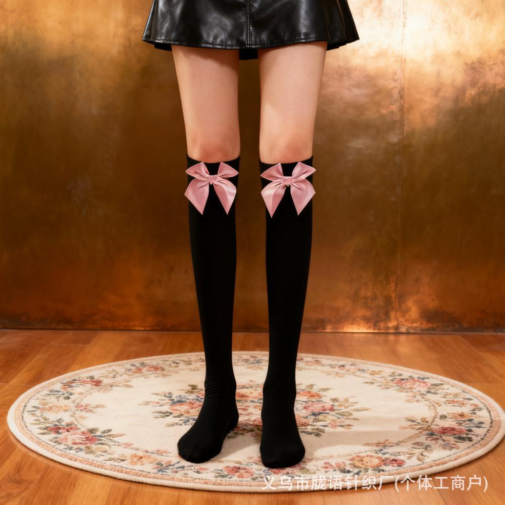 Velvet Thigh-High Stockings with Bow – Sexy Halloween Costume Socks