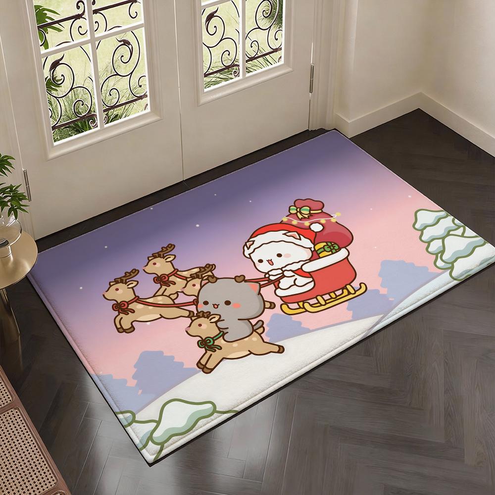 Lovely Cute Character B-BUBU DUDUs Floor Mat Soft Thickened Flannel Door Mat Non-Slip Living Room Rug Home Decor