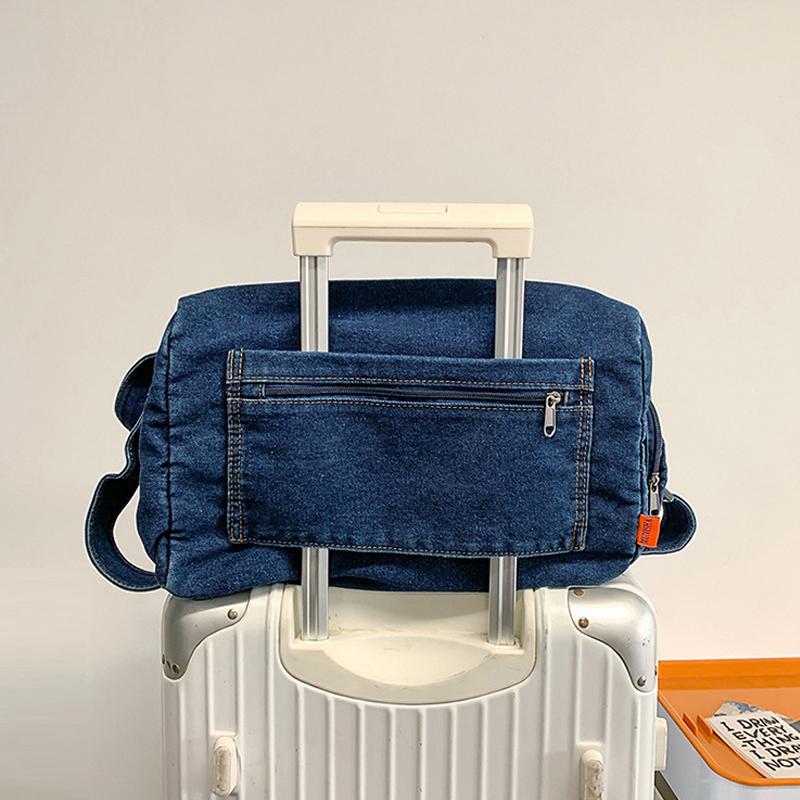 Casual Shoulder Bag Denim Unisex Crossbody Bags High Capacity Messenger Bag for Women and Men