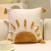 Embroidered Pillowcase Tufted Embroidery Cushion Cover with Tassels Cotton Linen Decorative Pillow