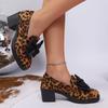 Women Sneakers Fashion Leopard Patchwork Slip-on Loafers Shoes Women Chunky Heel Platform New Casual Plus Size Sneakers Women