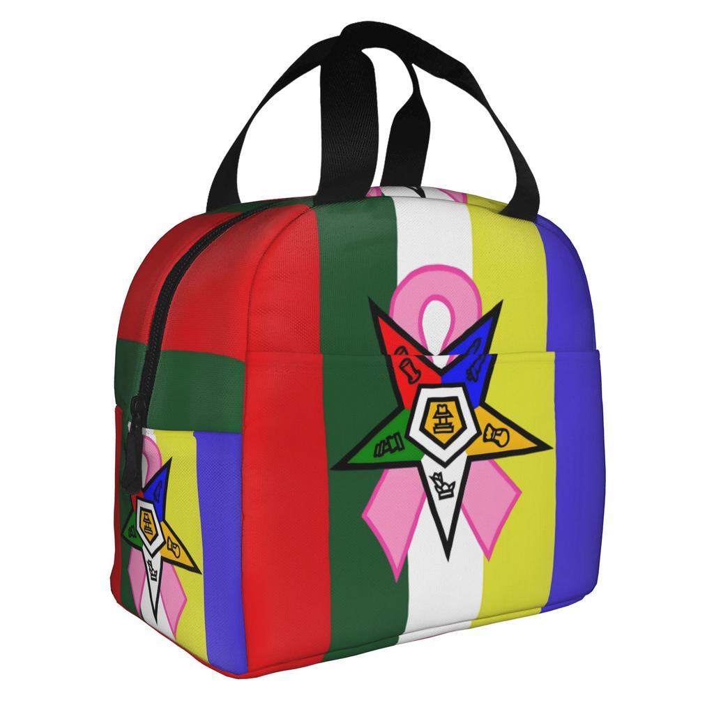 Order Of The Eastern Star Logo Thermal Insulated Lunch Bags Women  Portable Lunch Container for School Multifunction Food Box