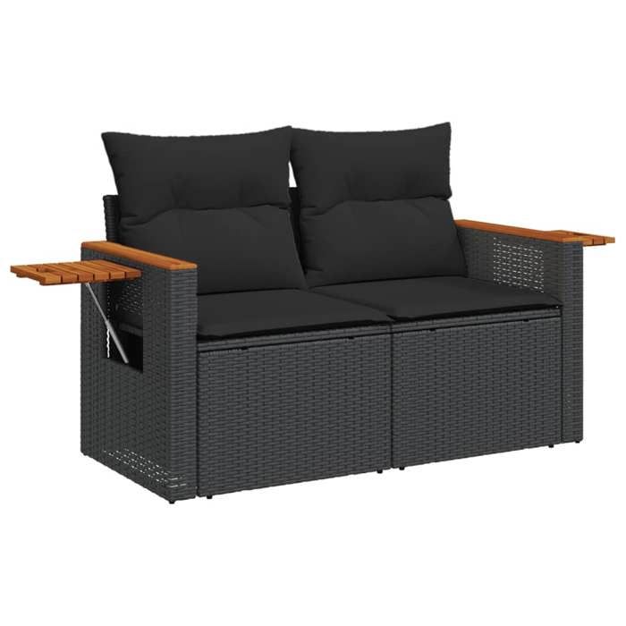 VidaXL Salon de Jardin avec Coussins 7 pcs, Canapés de Terrasse, Ensemble de Meubles de Patio, Mobilier d'Extérieur, Noir 3226636