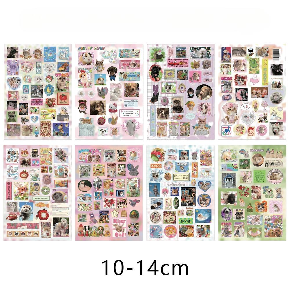 8PCS Vintage Animal Stickers Cute Penguin Cat Kawaii Decals for Journaling Scrapbooking DIY Craft Supplies Girl Aesthetic Decor