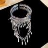 Metall-Quasten-Armband Neues offenes Bauchtanz-Armband für Damen Federkette Boho Hand Schmuck Stilvolles exotisches Knöchelband Zubehör