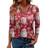 Women's Casual Fashionable Sexy Comfortable V-Neck Christmas Three-Quarter Sleeve Top