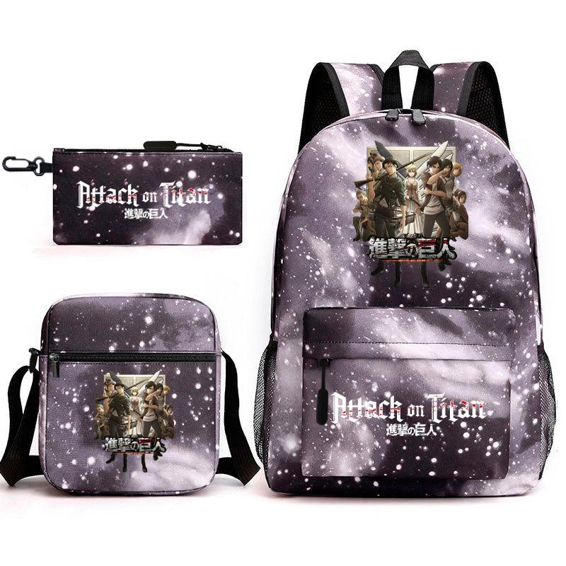 Attack on Titan Teen Anime Rucksack Attack on Titan Schultasche Dreiteiliges Set