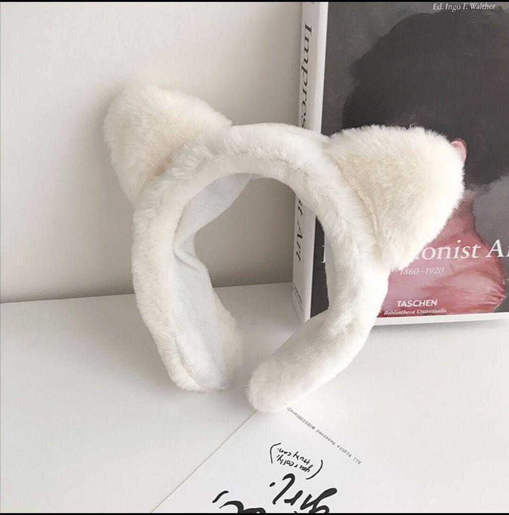 Leopard Print Women's Cute Cat Ear Plush Wide Headband Hair Tie