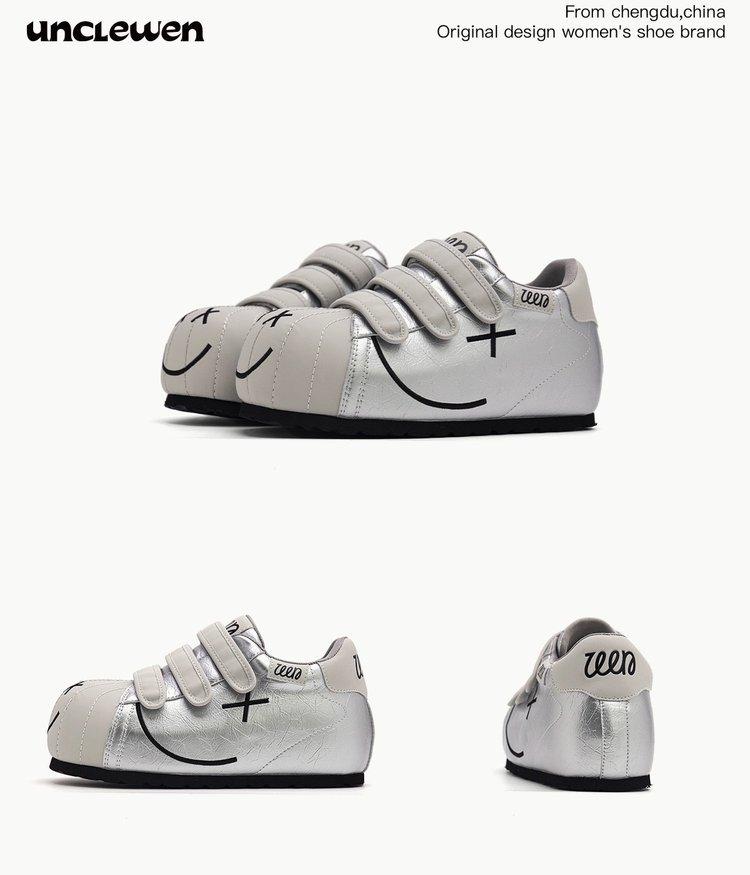 

Velcro bread big head shoes women s 2025 new summer platform heightening shoes casual board shoes sports little white shoes 40 серебряный