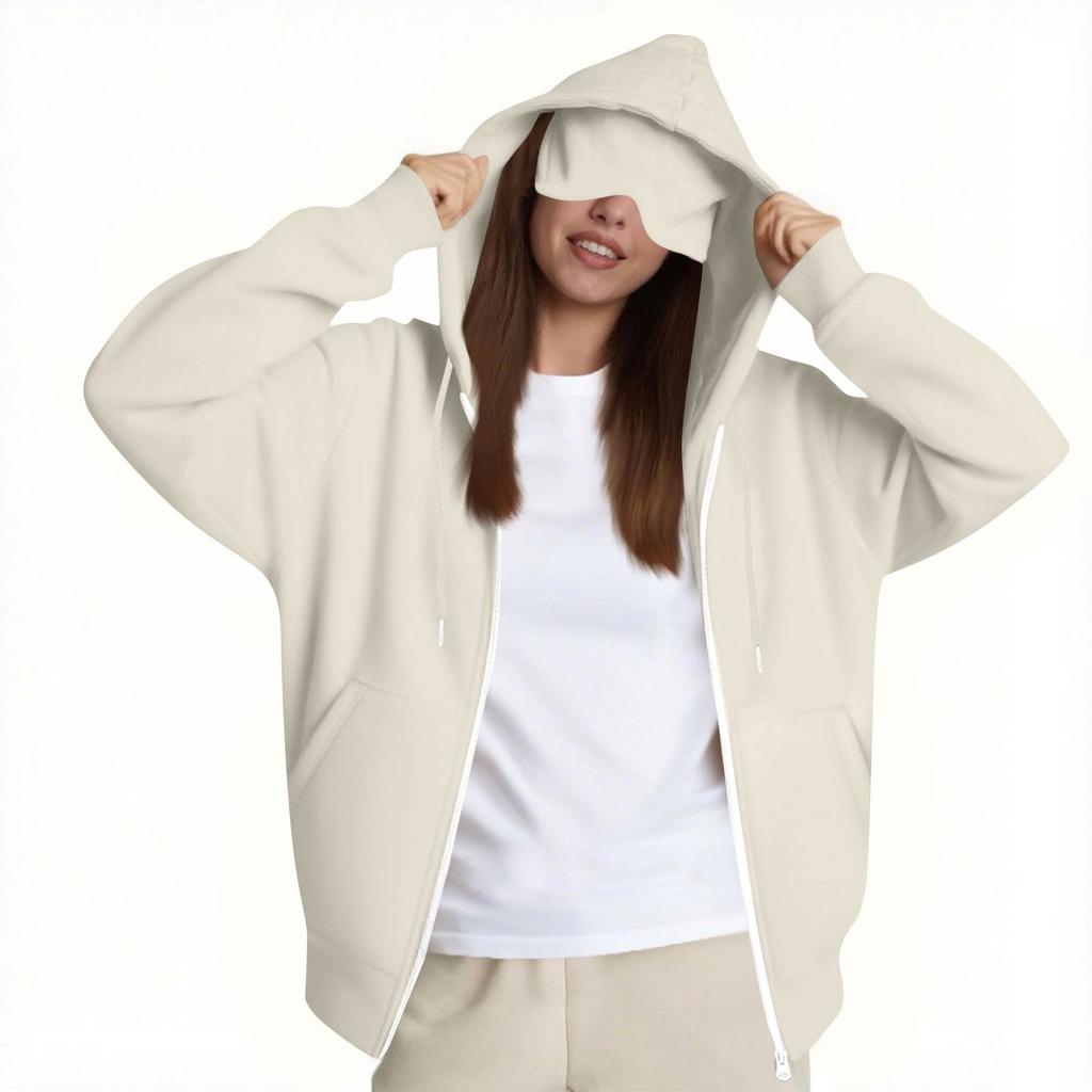 Women's And Men's Fashion Casual Sweatshirt Loose Zipper Cardigan Long Sleeve Hooded Jacket