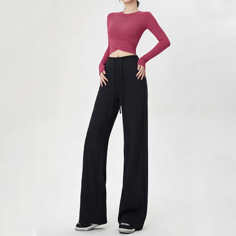 2026 Spring/Summer High-Waist Cotton Stretch Yoga Pants - Butt Lifting, Slimming, Straight Leg Casual Fit L (Recommended 110-120 jin)
