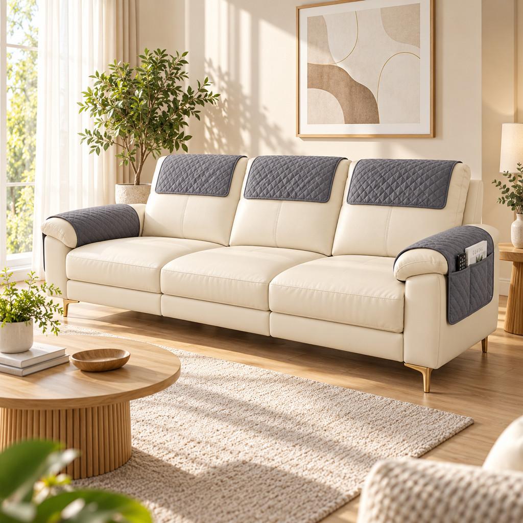 Waterproof Non-slip Recliner Chair Slipcover Simple Solid Color Armchair Armrest Towel Durable Single Sofas Combination Cushion